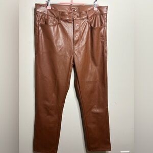 MOTHER Women's Brown Leather Slim Pants